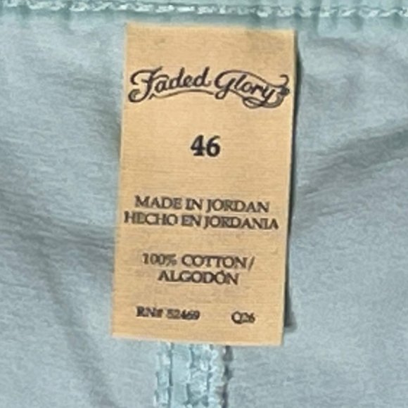Faded Glory Pastel Turquoise Mens Flat Front Twill Shorts Size‎ 46 - Picture 7 of 8